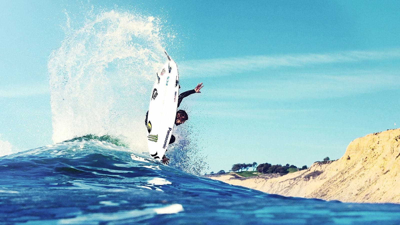 Surfer performing a turn on an Atlantic wave on the Moroccan coast