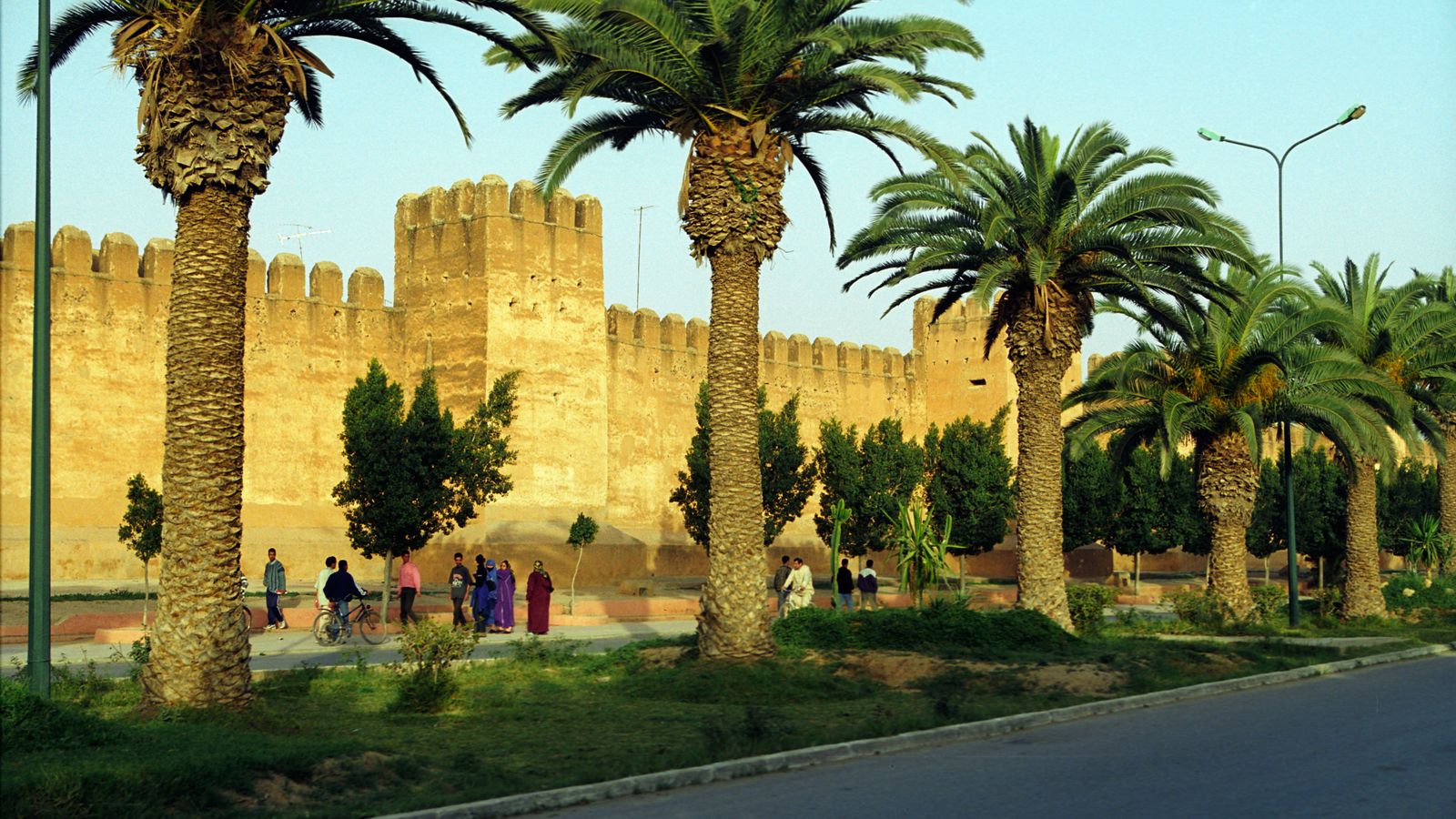 Les longs remparts crénelés de Taroudant bordés de palmiers